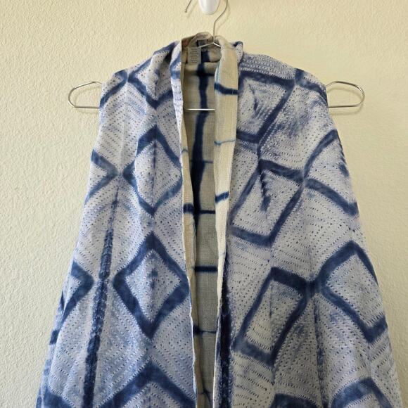 Soft Surroundings Linen Reversible Vest Women Size PL/XL Blue White Boho Shibori - Picture 3 of 11